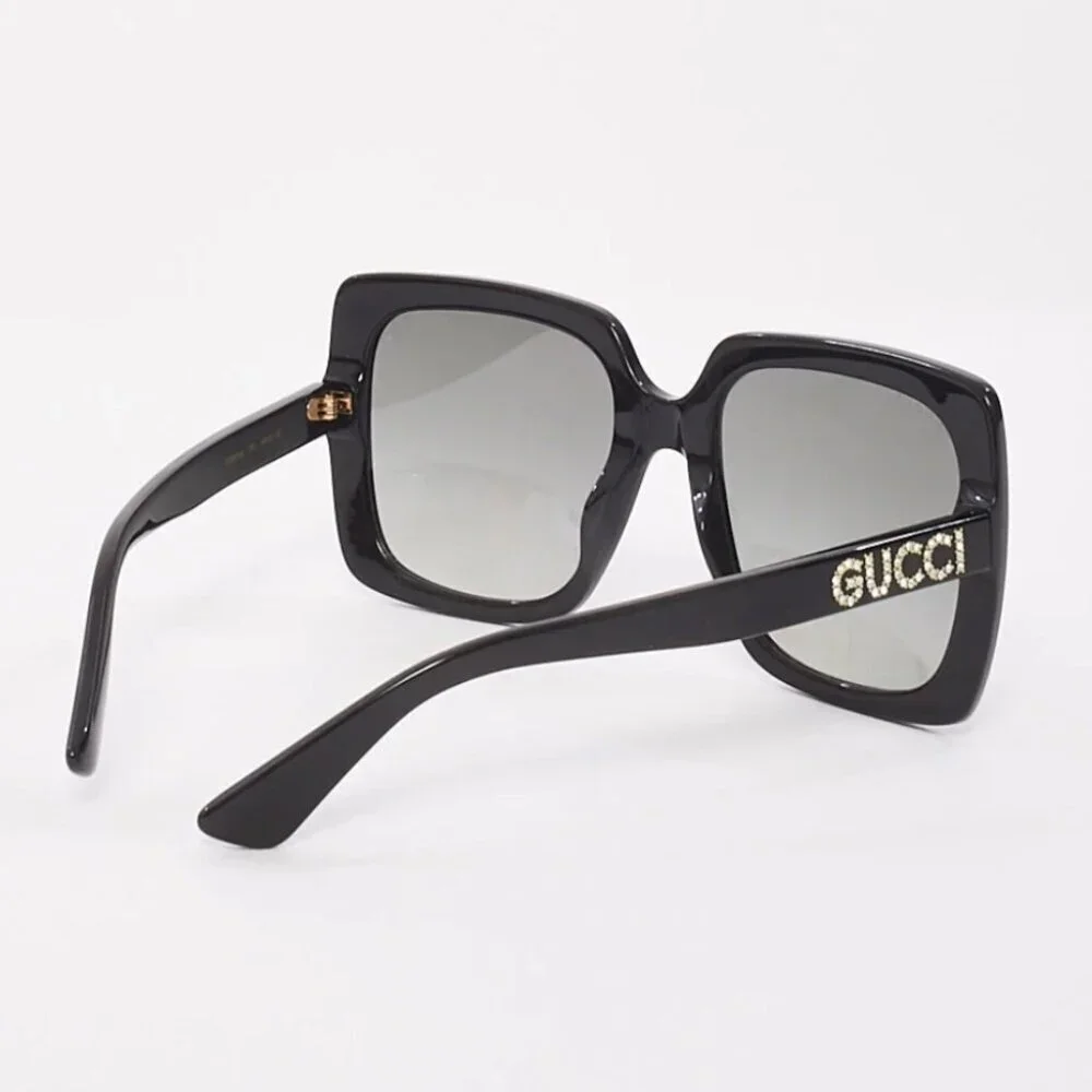 Gucci sunglasses rhinestone bling crystal black silver oversized frame rare